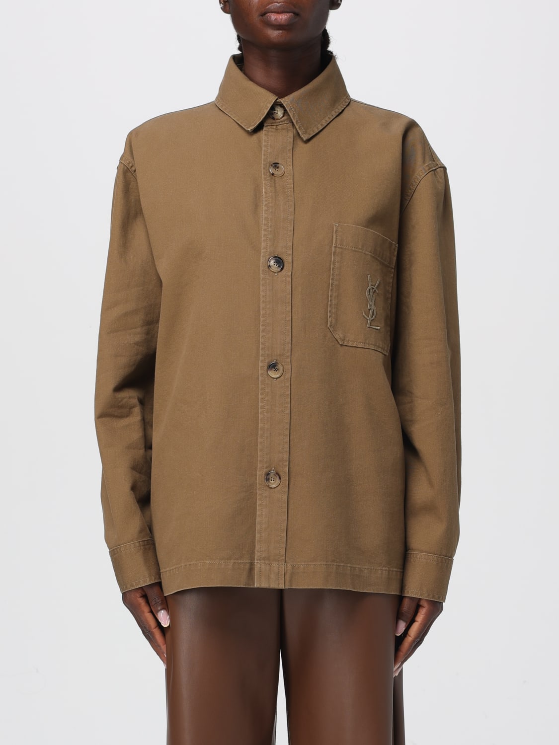 SAINT LAURENT JACKET: Shirt woman Saint Laurent, Beige - Img 1