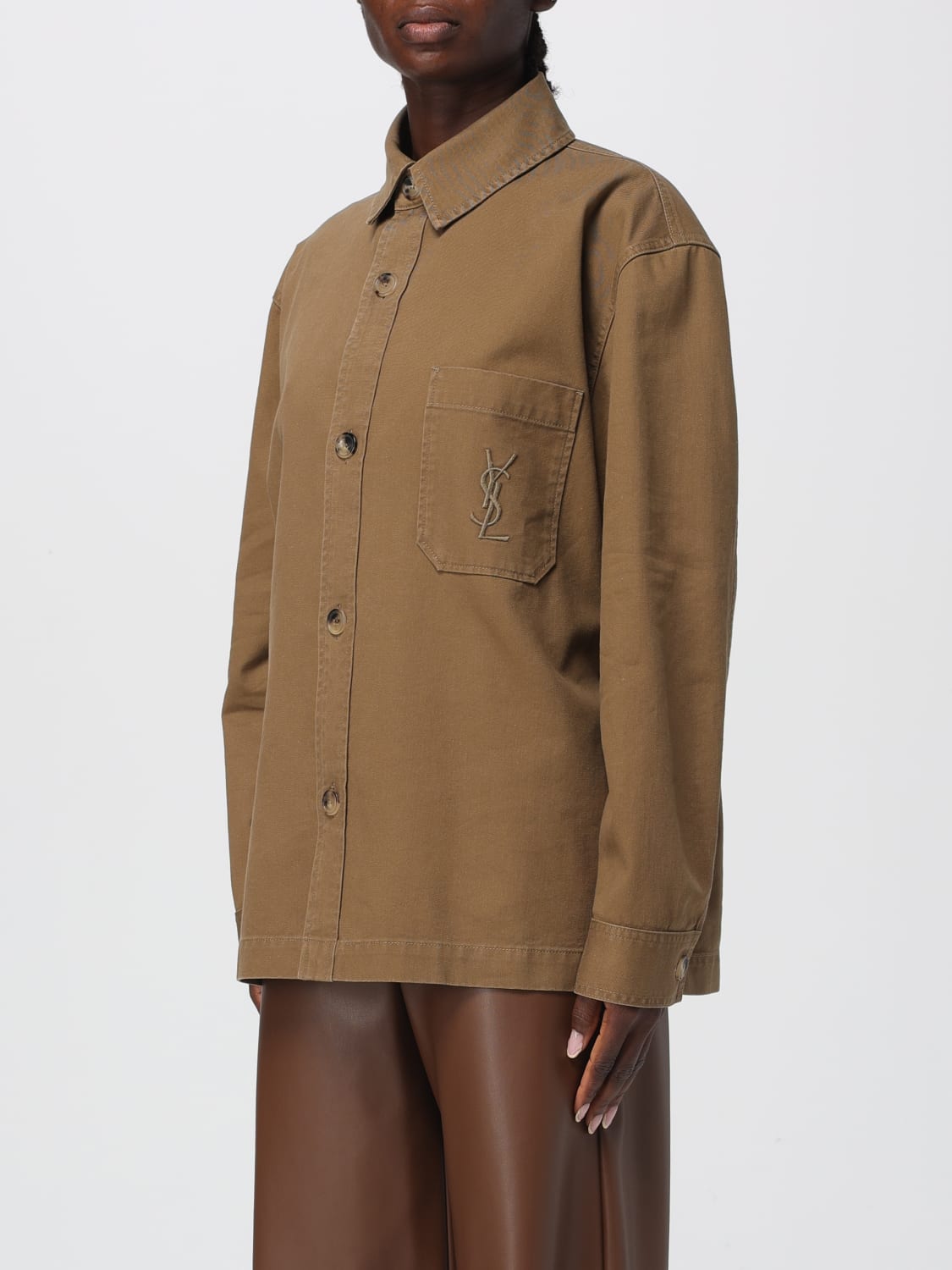 SAINT LAURENT JACKET: Shirt woman Saint Laurent, Beige - Img 4