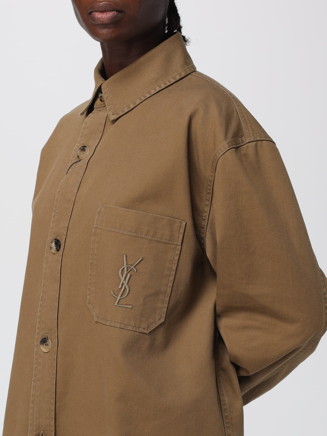 SAINT LAURENT JACKET: Shirt woman Saint Laurent, Beige - Img 5