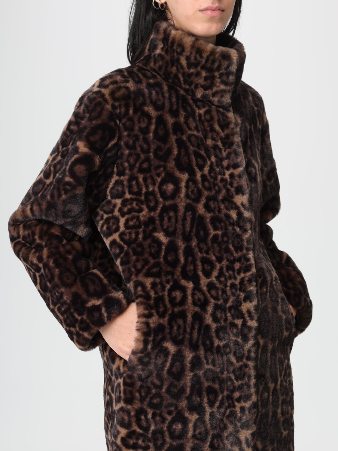 APPARIS FUR COAT: Coat woman Apparis, Brown - Img 4