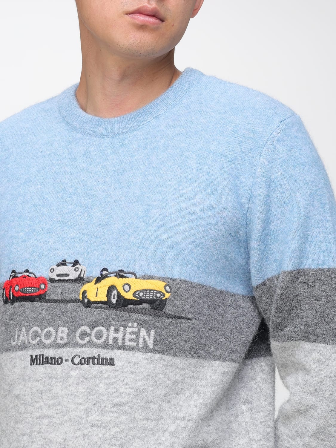 JACOB COHEN 毛衣: 毛衣 男士 Jacob Cohen, 浅蓝色 - Img 3