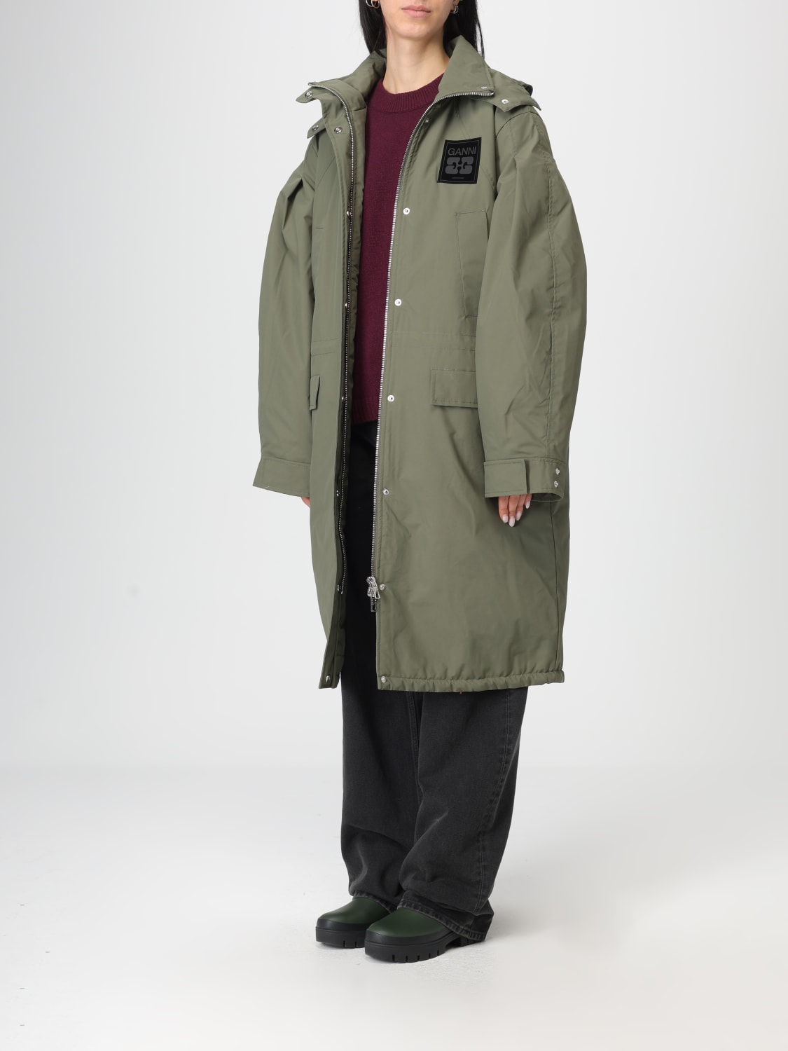 GANNI MANTEAU: Veste femme Ganni, Vert - Img 3