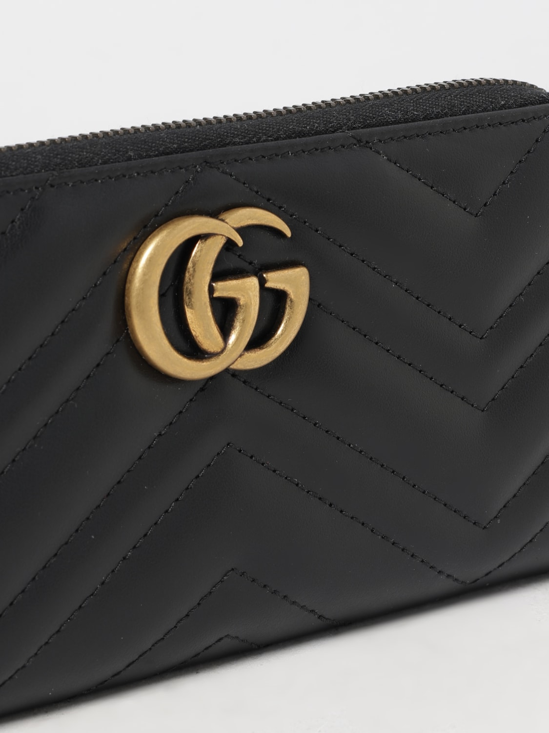 GUCCI PORTAFOGLIO: Portafoglio GG Marmont Gucci in pelle trapuntata chevron , Nero - Img 4