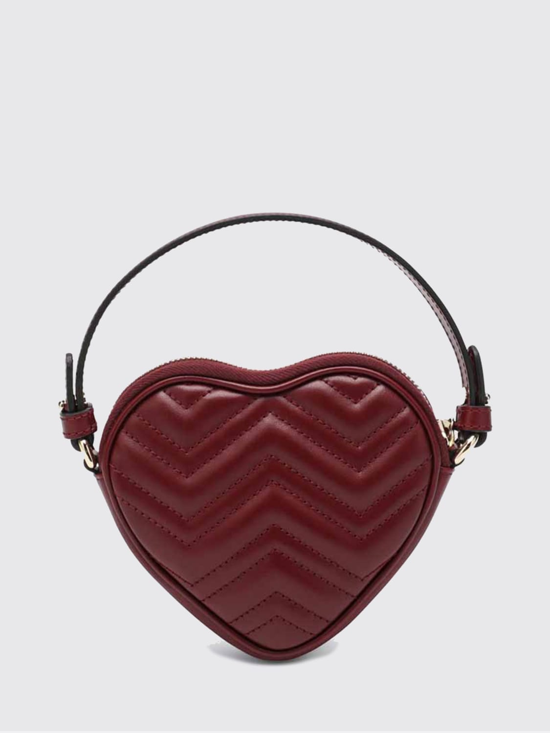 GUCCI BORSA MINI: Borsa GG Marmont a cuore Gucci in pelle trapuntata chevron , Rosso - Img 2