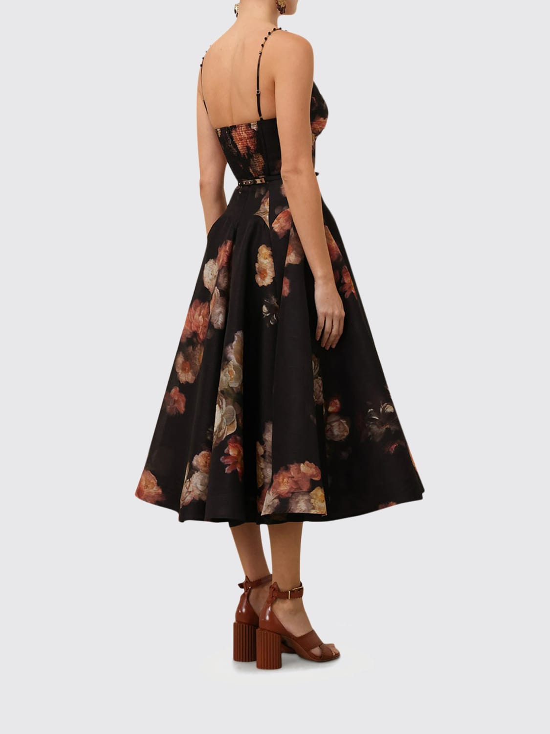 ZIMMERMANN ABITO: Abito Zimmermann in lino e seta con stampa floreale , Nero - Img 2