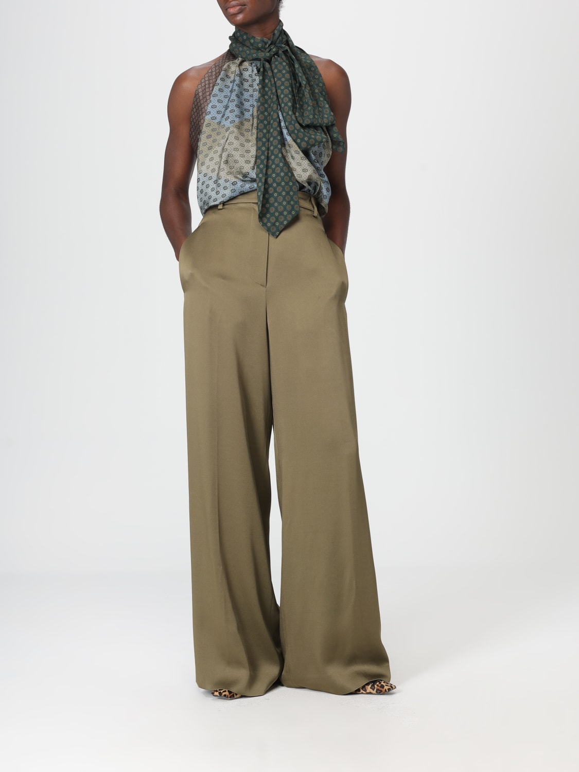 DRIES VAN NOTEN 裤子: 裤子 女士 Dries Van Noten, 卡其色 - Img 2
