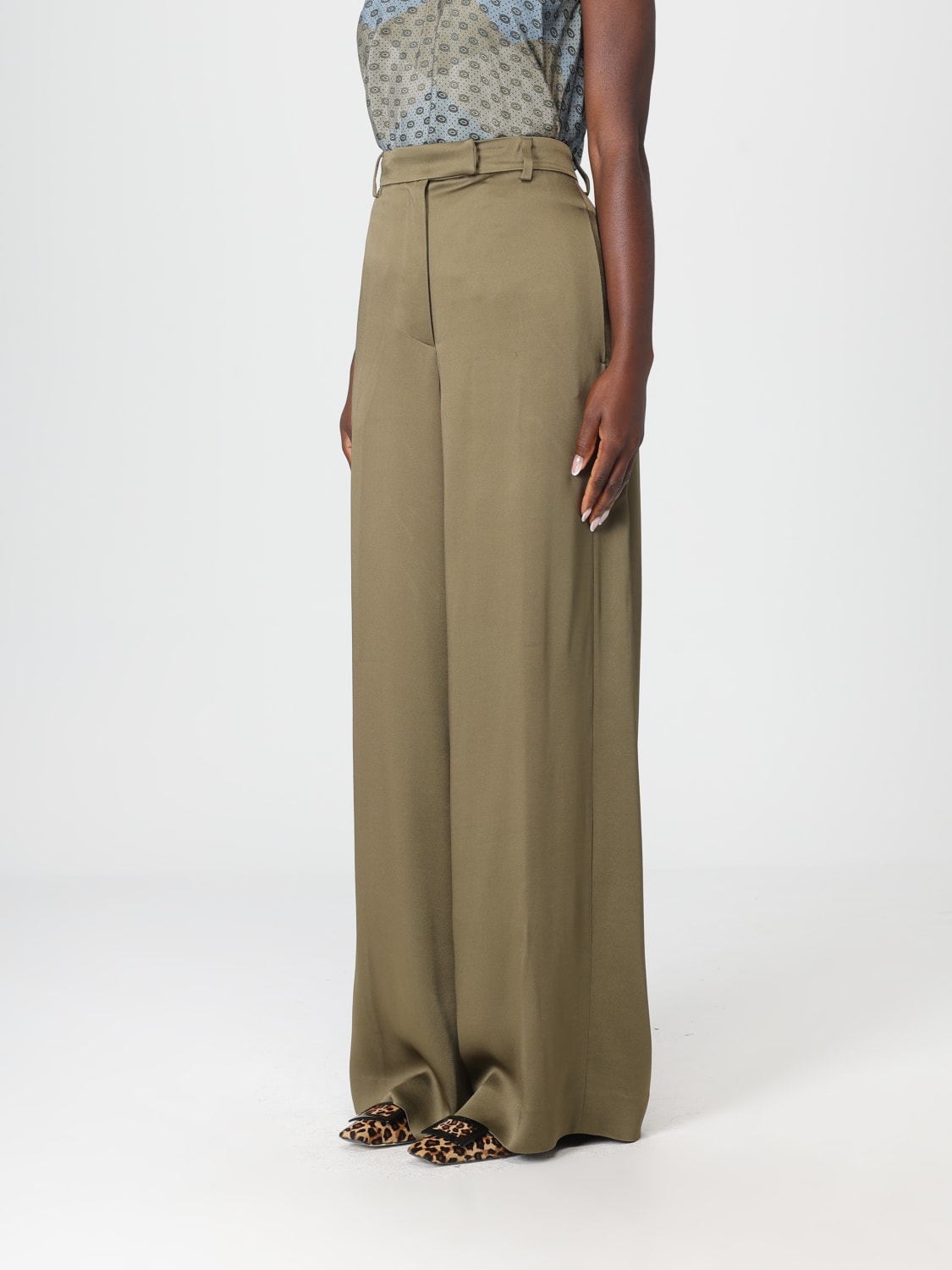 DRIES VAN NOTEN 裤子: 裤子 女士 Dries Van Noten, 卡其色 - Img 4