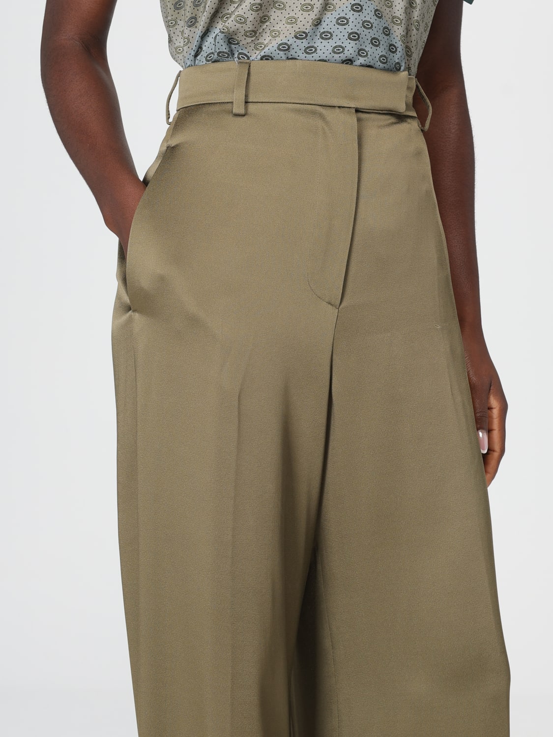 DRIES VAN NOTEN 裤子: 裤子 女士 Dries Van Noten, 卡其色 - Img 5