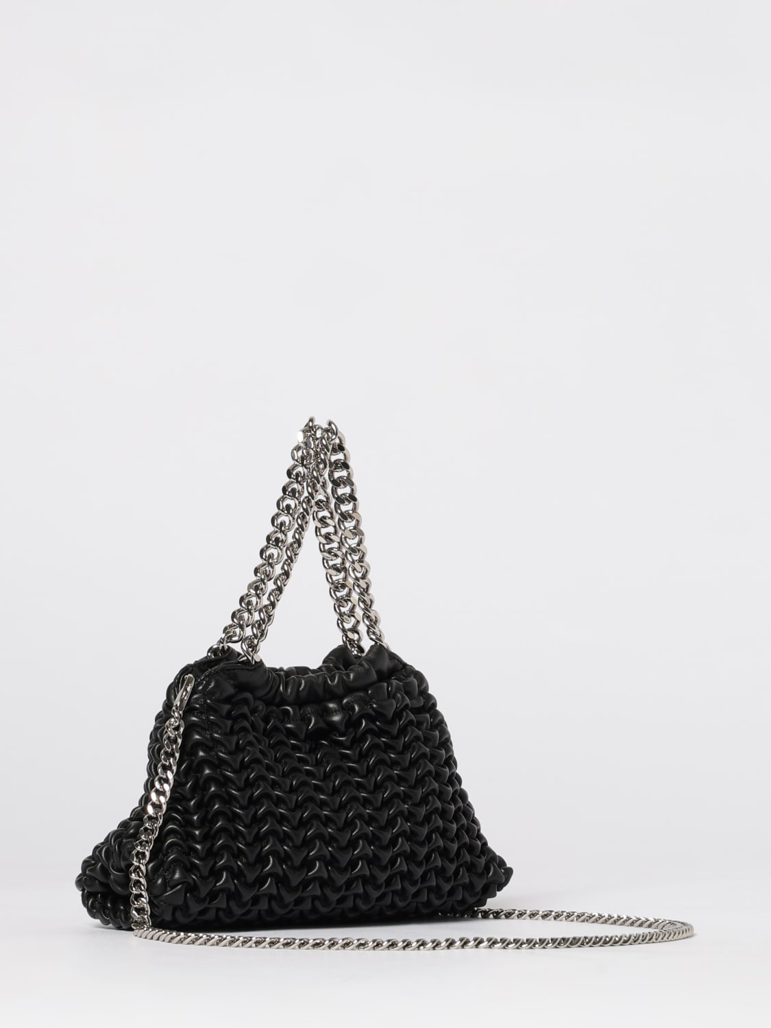 STELLA MCCARTNEY BORSA MINI: Borsa Falabella Popcorn Stella McCartney in pelle sintetica matelassè, Nero - Img 2
