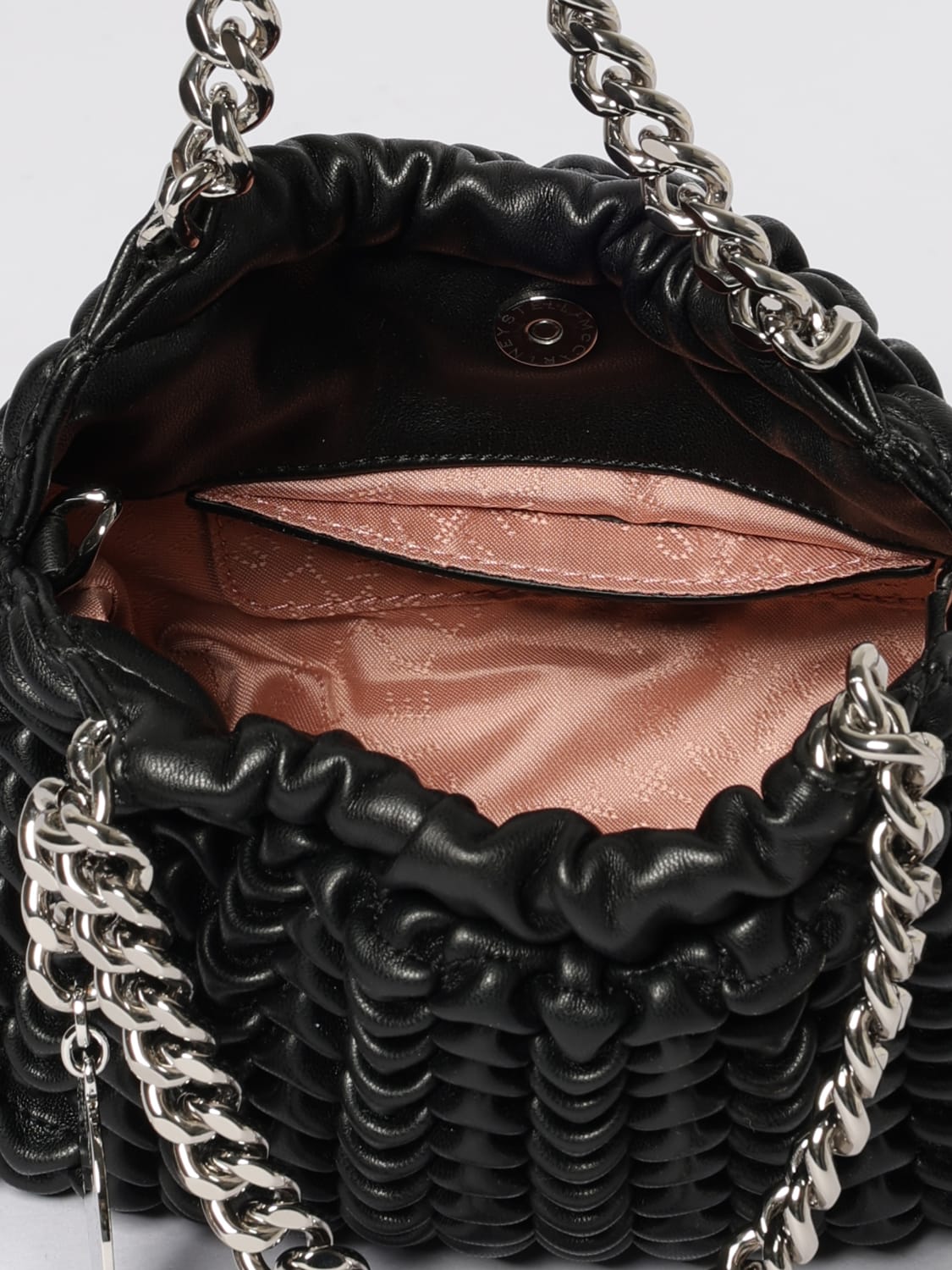 STELLA MCCARTNEY BORSA MINI: Borsa Falabella Popcorn Stella McCartney in pelle sintetica matelassè, Nero - Img 4