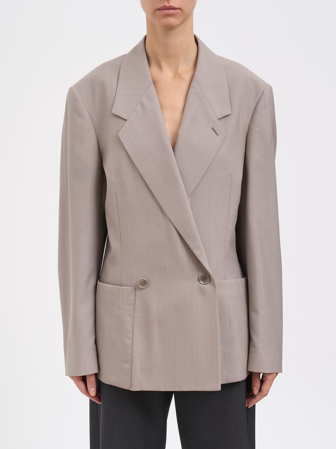 LEMAIRE GIACCA: Blazer doppiopetto Lemaire in misto lana , Grigio - Img 1