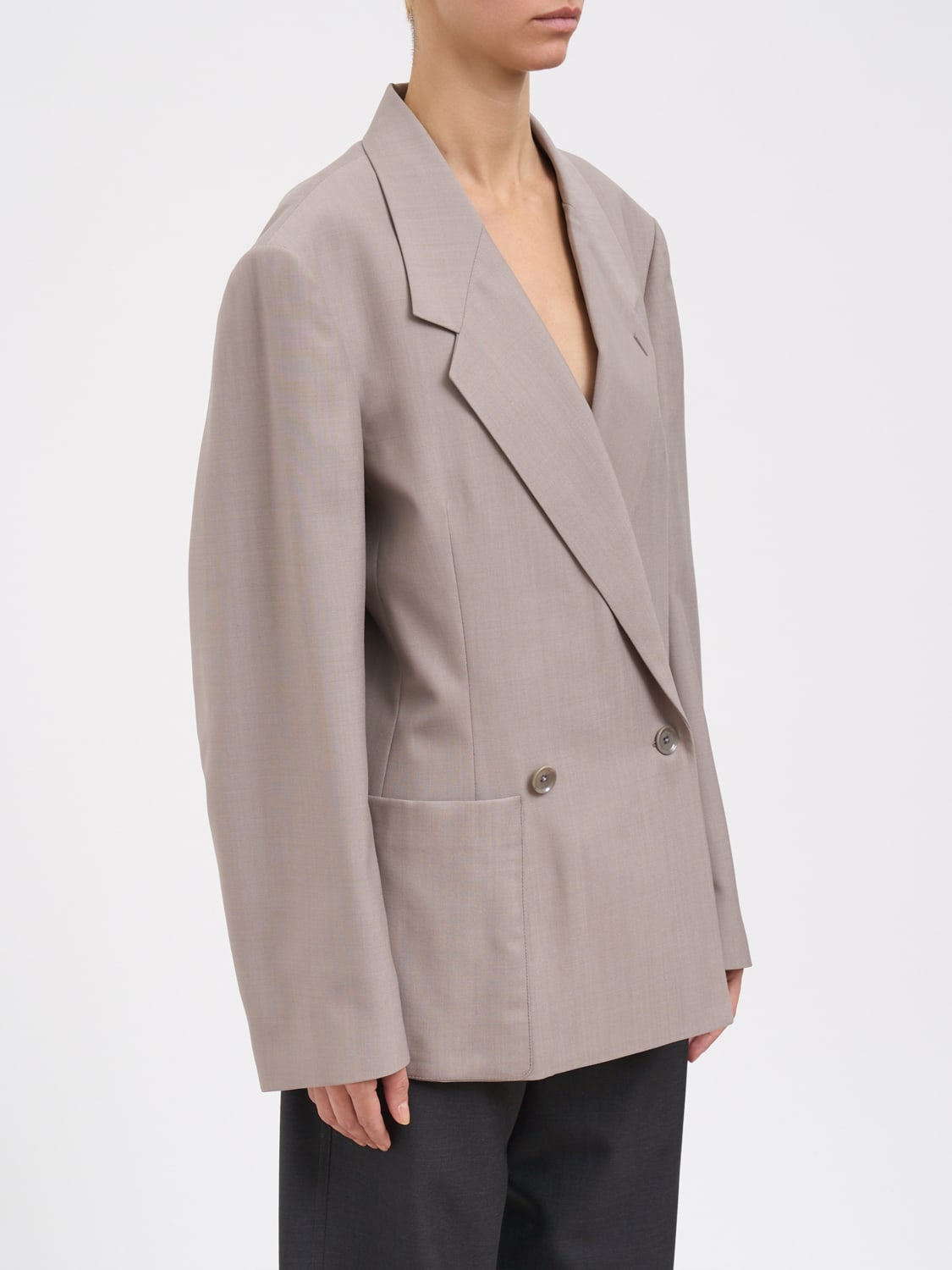 LEMAIRE GIACCA: Blazer doppiopetto Lemaire in misto lana , Grigio - Img 3