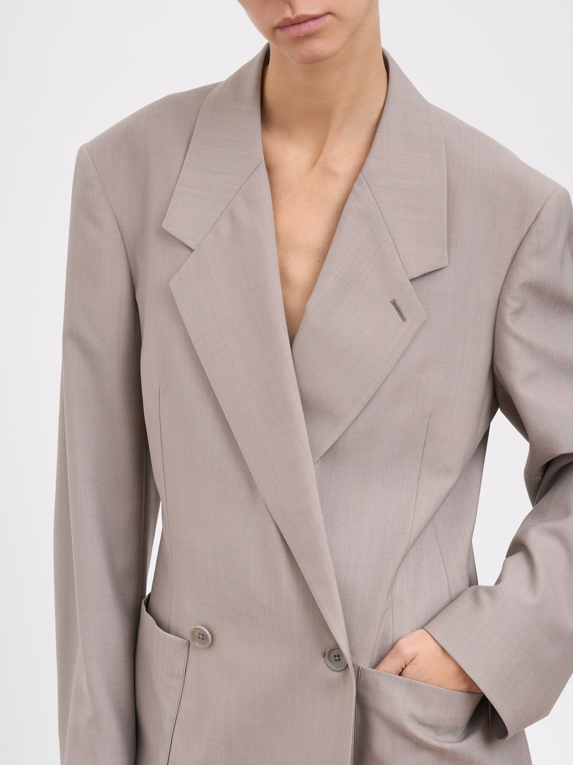 LEMAIRE GIACCA: Blazer doppiopetto Lemaire in misto lana , Grigio - Img 4