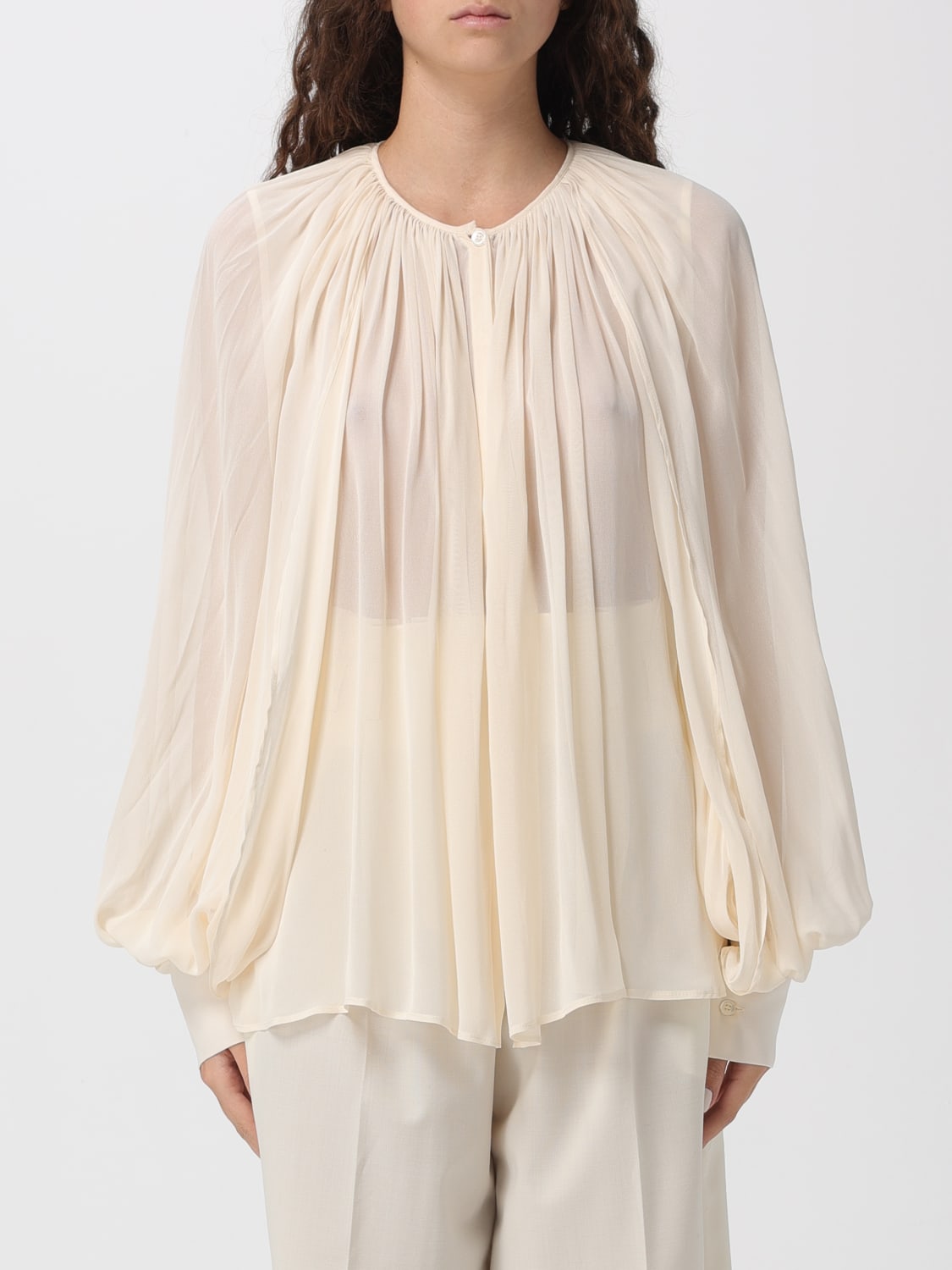 SEMICOUTURE TOP: Camisa mujer Semicouture, Marfil - Img 1