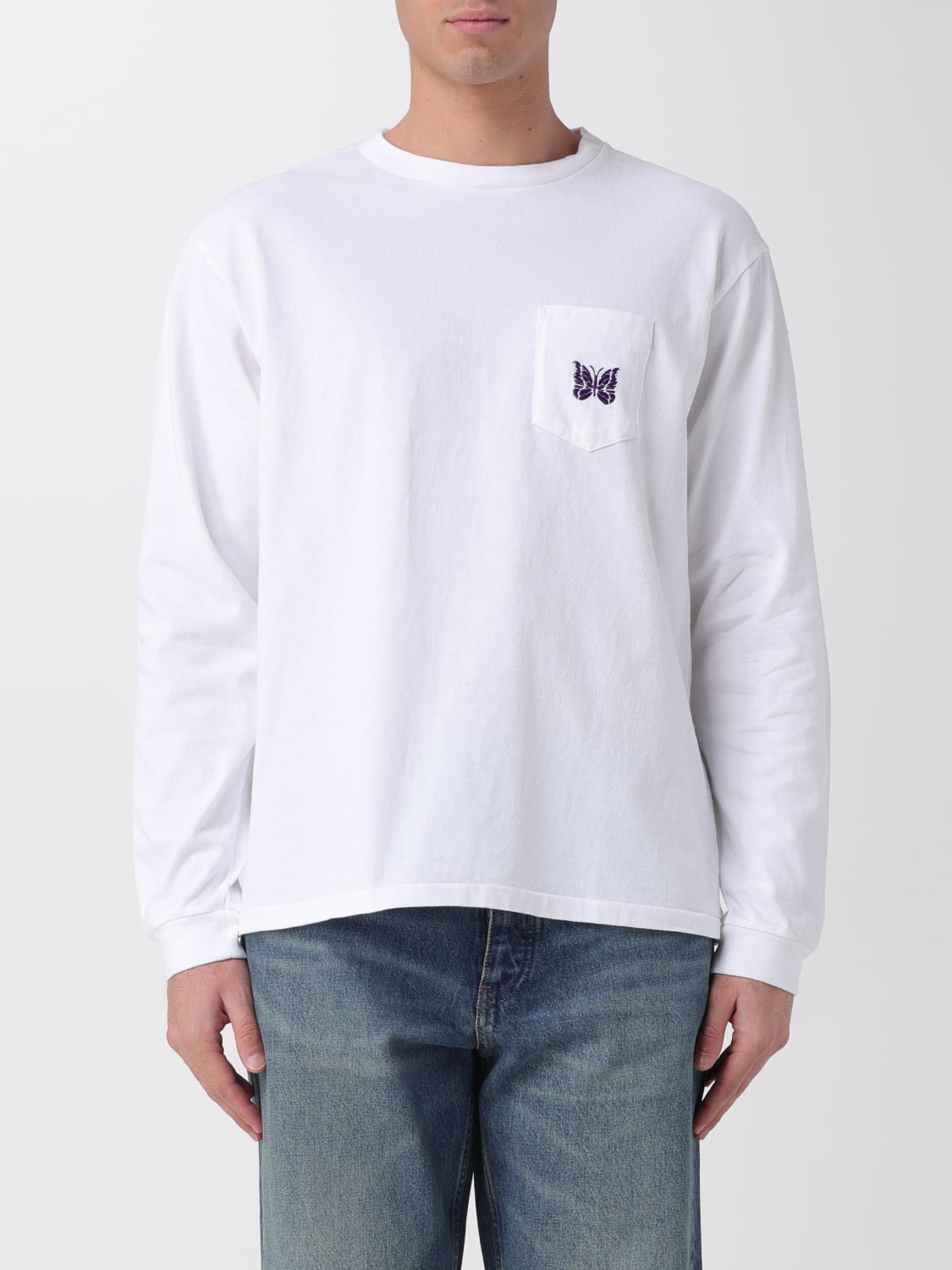 NEEDLES T-SHIRT: T-shirt a girocollo in cotone Needles, Bianco - Img 1