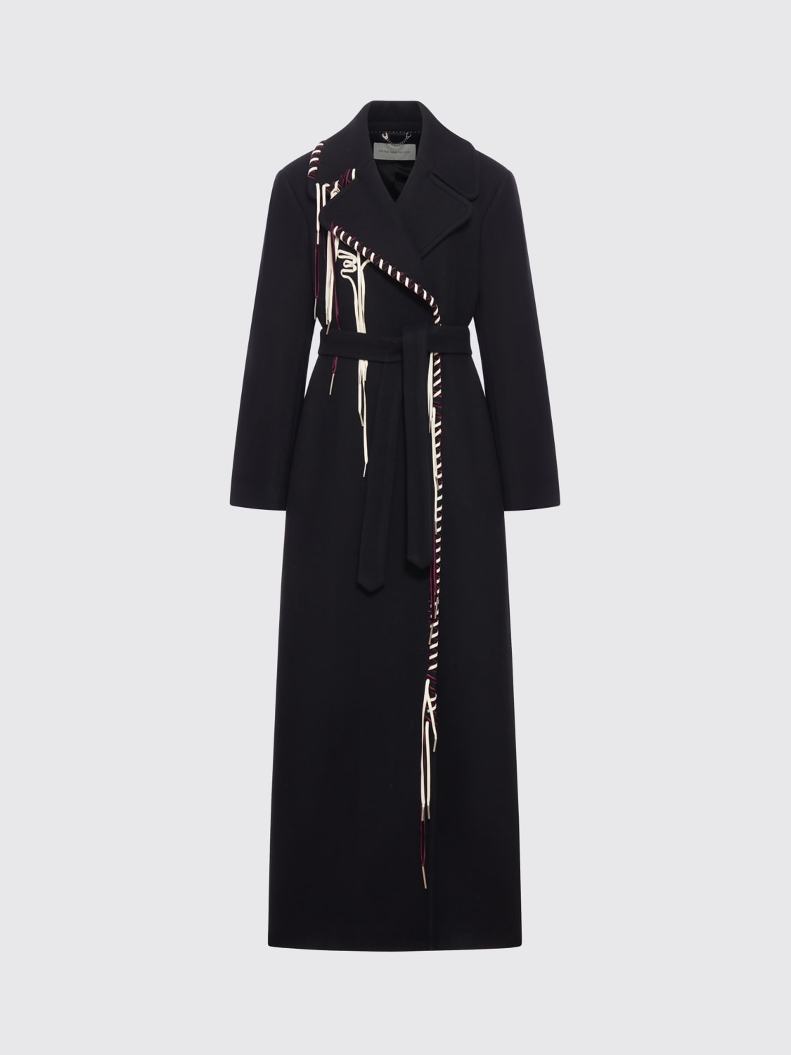 DRIES VAN NOTEN 大衣: 大衣 女士 Dries Van Noten, 黑色 - Img 3