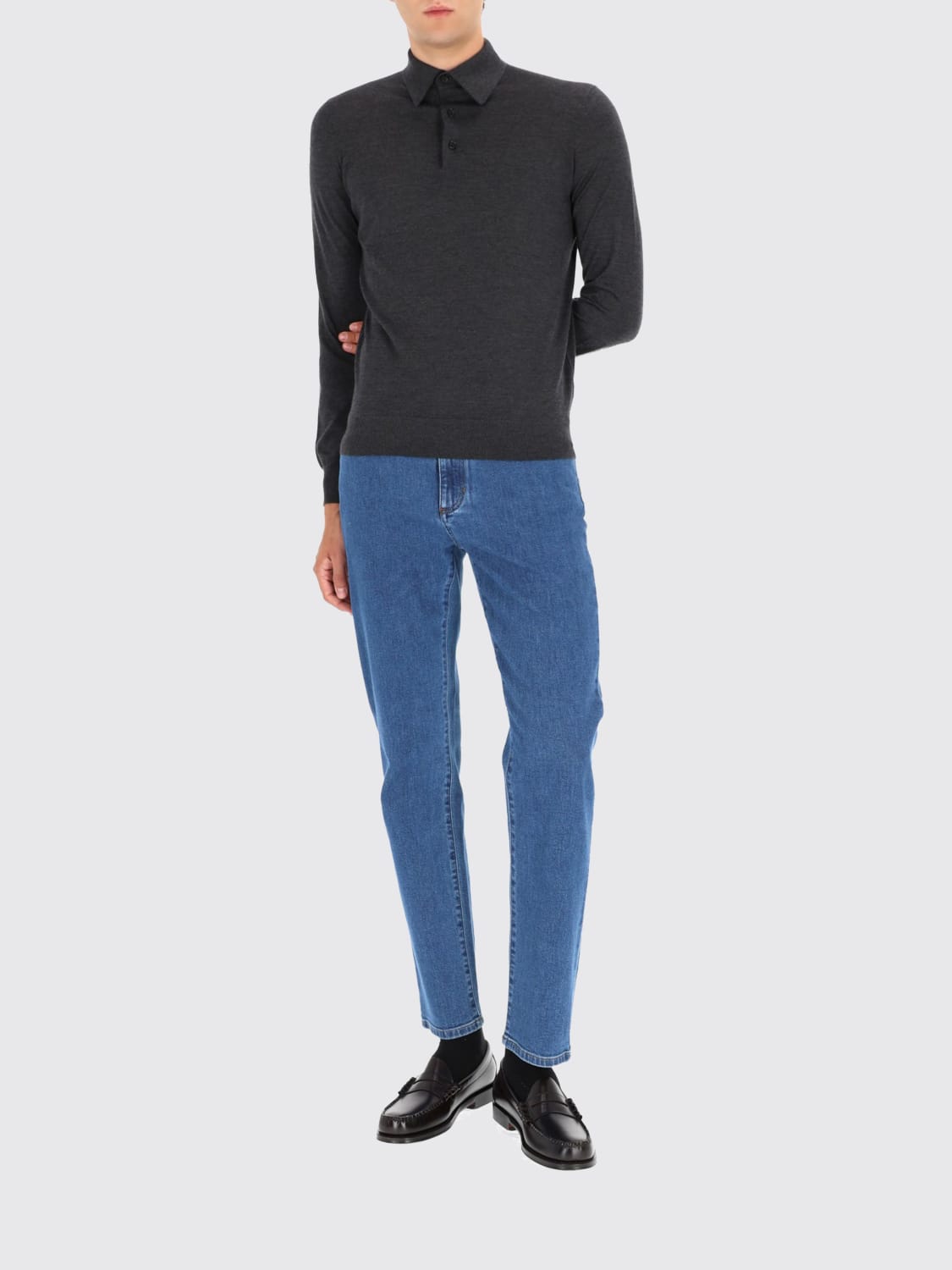 ZEGNA POLO SHIRT: Sweater men Zegna, Charcoal - Img 2