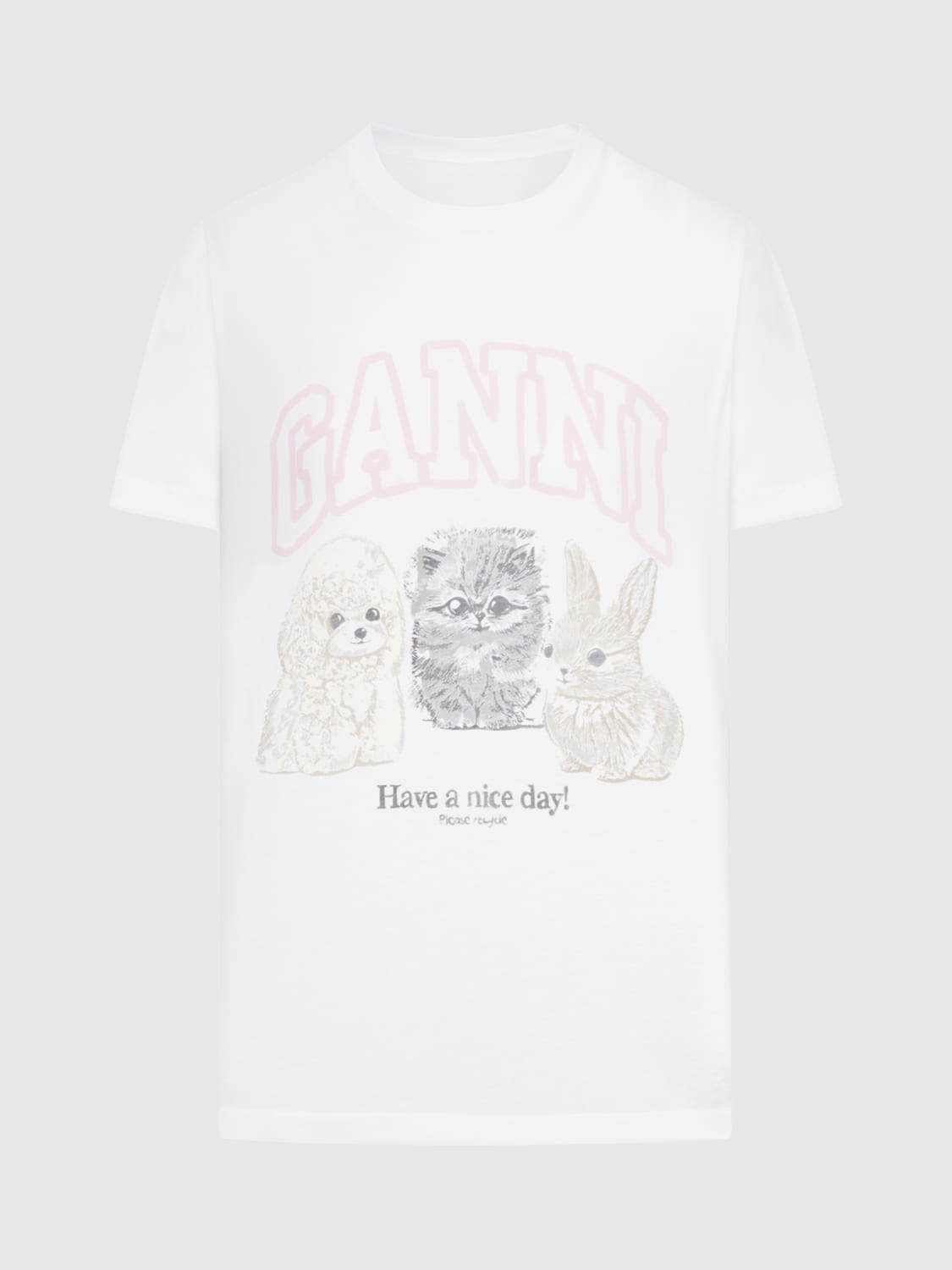 GANNI T-SHIRT: T-shirt woman Ganni, White - Img 1