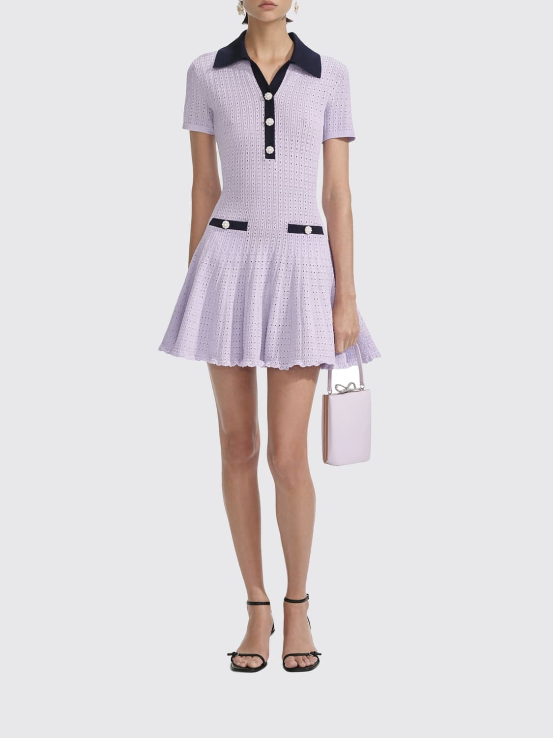 SELF-PORTRAIT DRESS: Dress woman Self-portrait, Lilac - Img 2