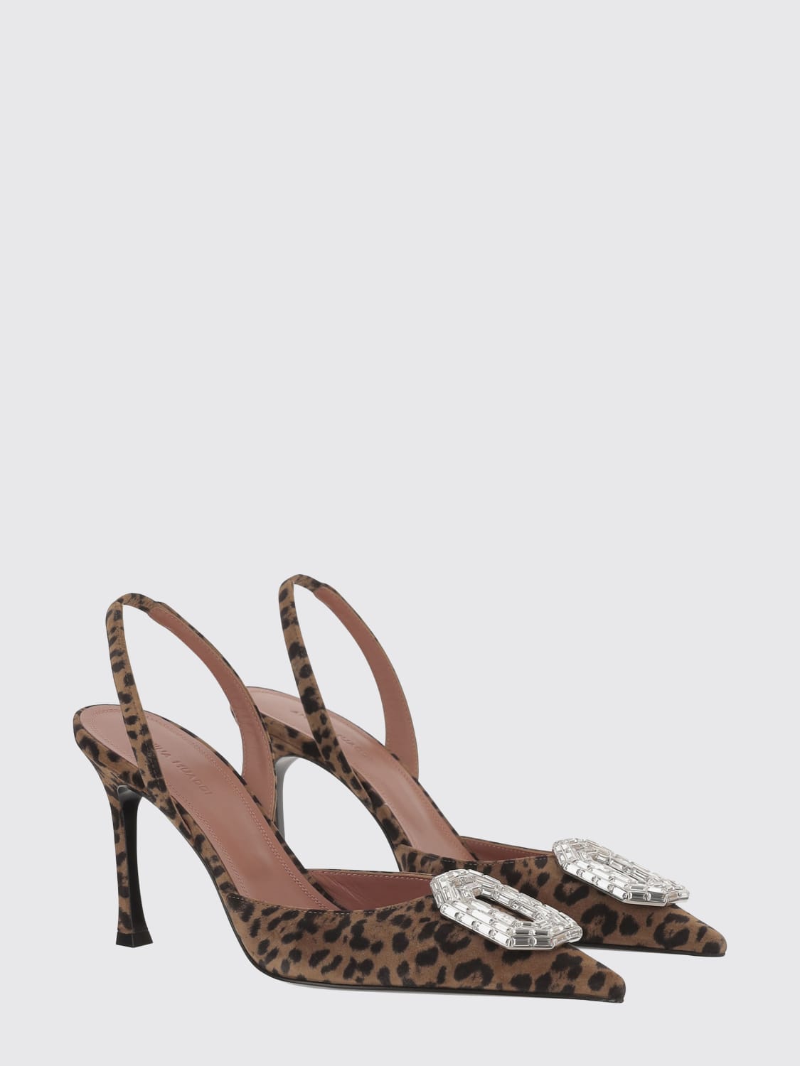 AMINA MUADDI PUMP: High heel shoes woman Amina Muaddi, Brown - Img 2