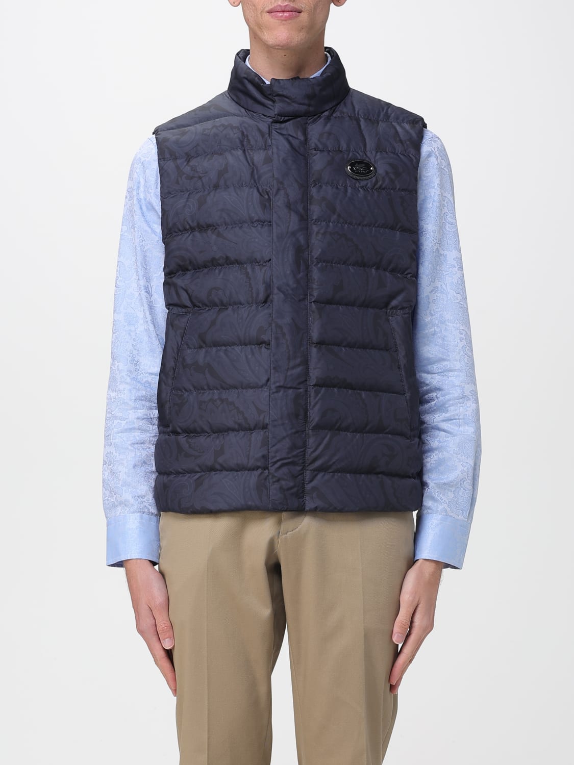 ETRO GILET: Gilet trapuntato Etro in nylon , Blue - Img 1