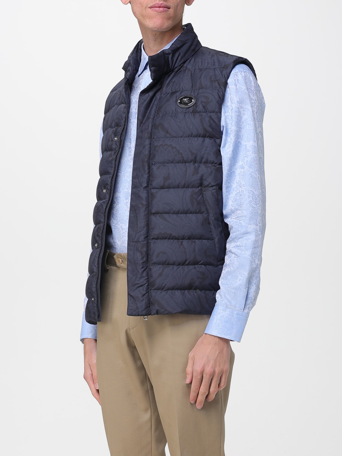 ETRO GILET: Gilet trapuntato Etro in nylon , Blue - Img 4