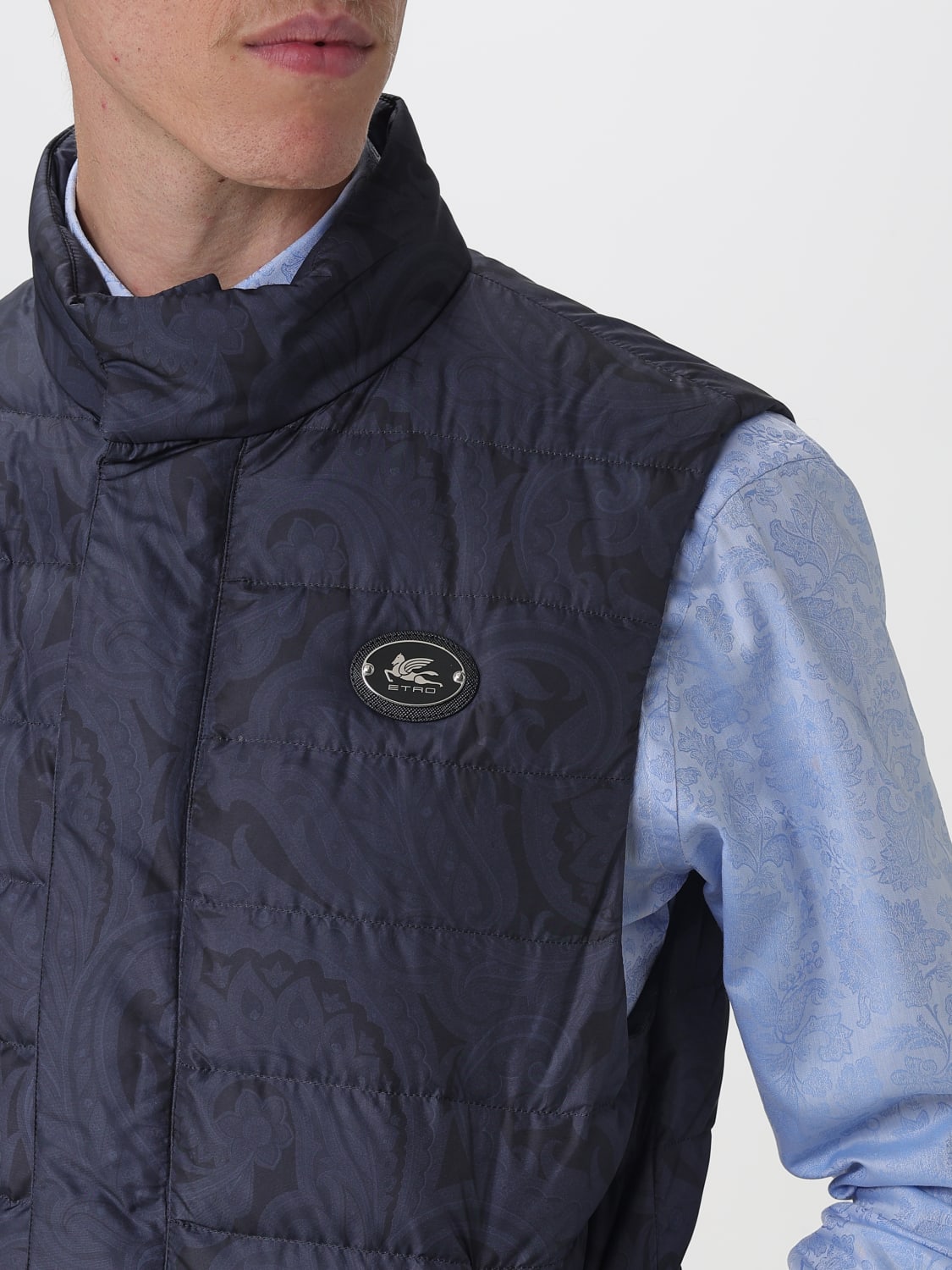ETRO GILET: Gilet trapuntato Etro in nylon , Blue - Img 5
