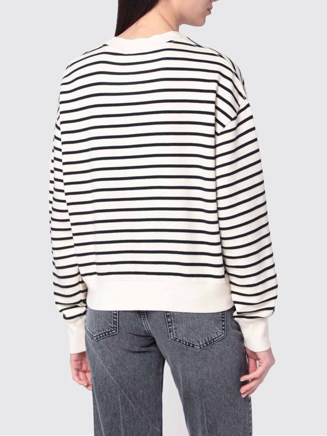 ANINE BING FELPA: Felpa a girocollo in cotone a righe Anine Bing, Nero - Img 3