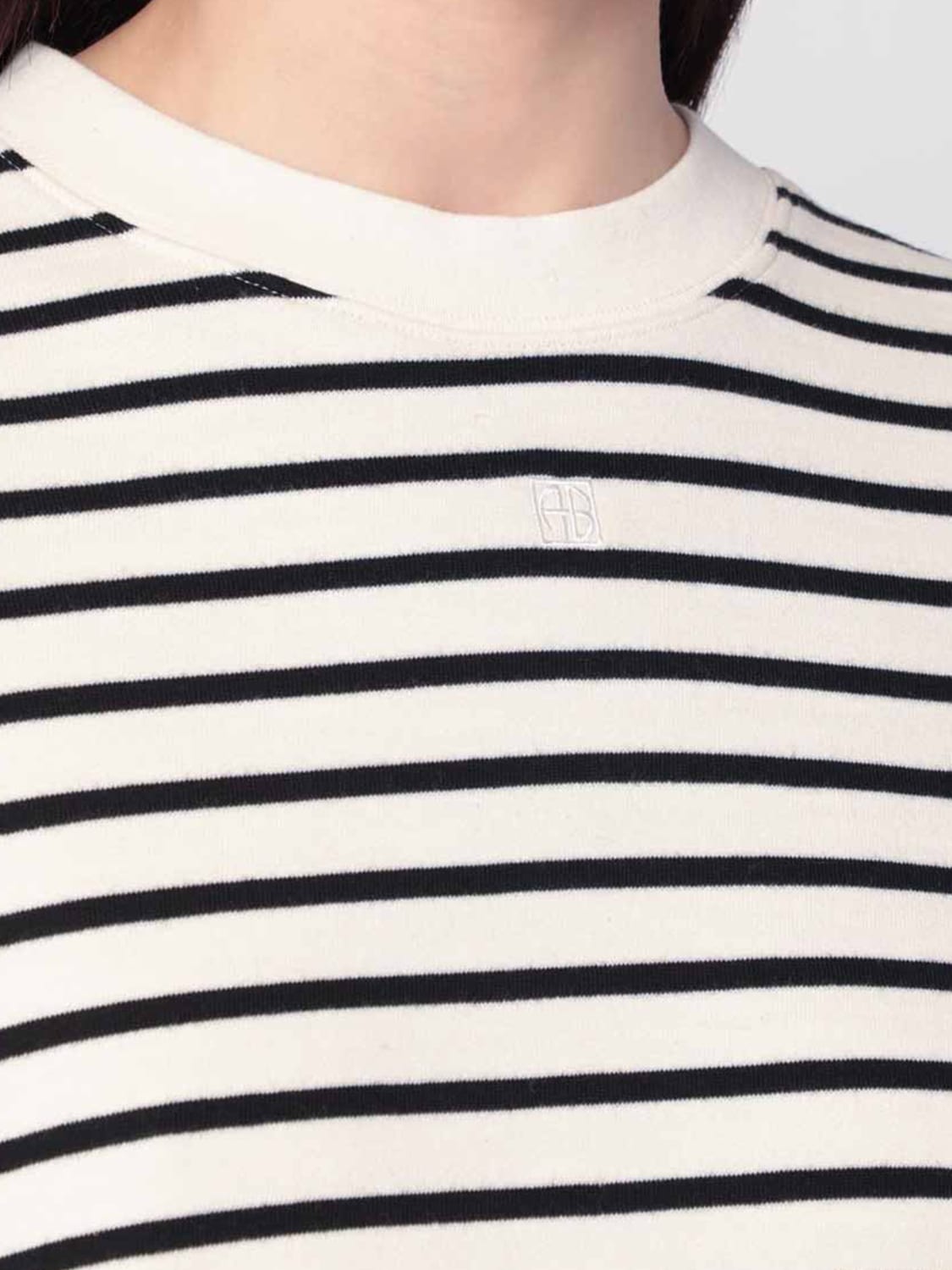 ANINE BING FELPA: Felpa a girocollo in cotone a righe Anine Bing, Nero - Img 4