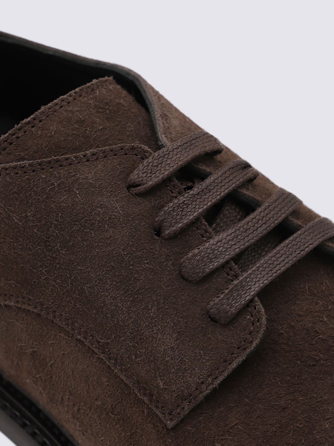 MOSCHINO COUTURE SCARPE STRINGATE: Derby Moschino Couture in camoscio spazzolato , Marrone - Img 4