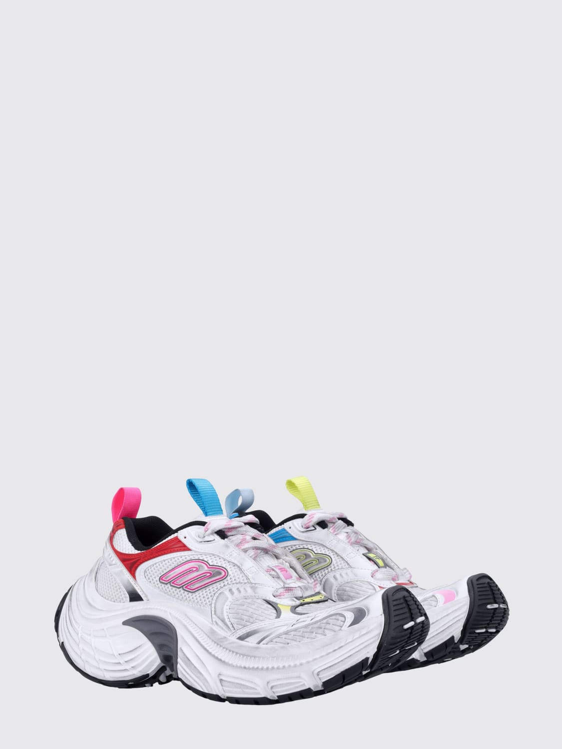 BALENCIAGA SNEAKERS: Sneakers Triple S Balenciaga in pelle sintetica effetto used , Bianco - Img 2