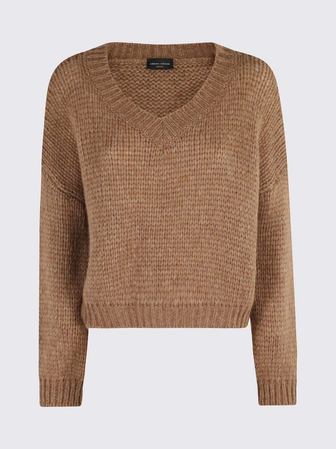 ROBERTO COLLINA JERSEY: Jersey mujer Roberto Collina, Camello - Img 1