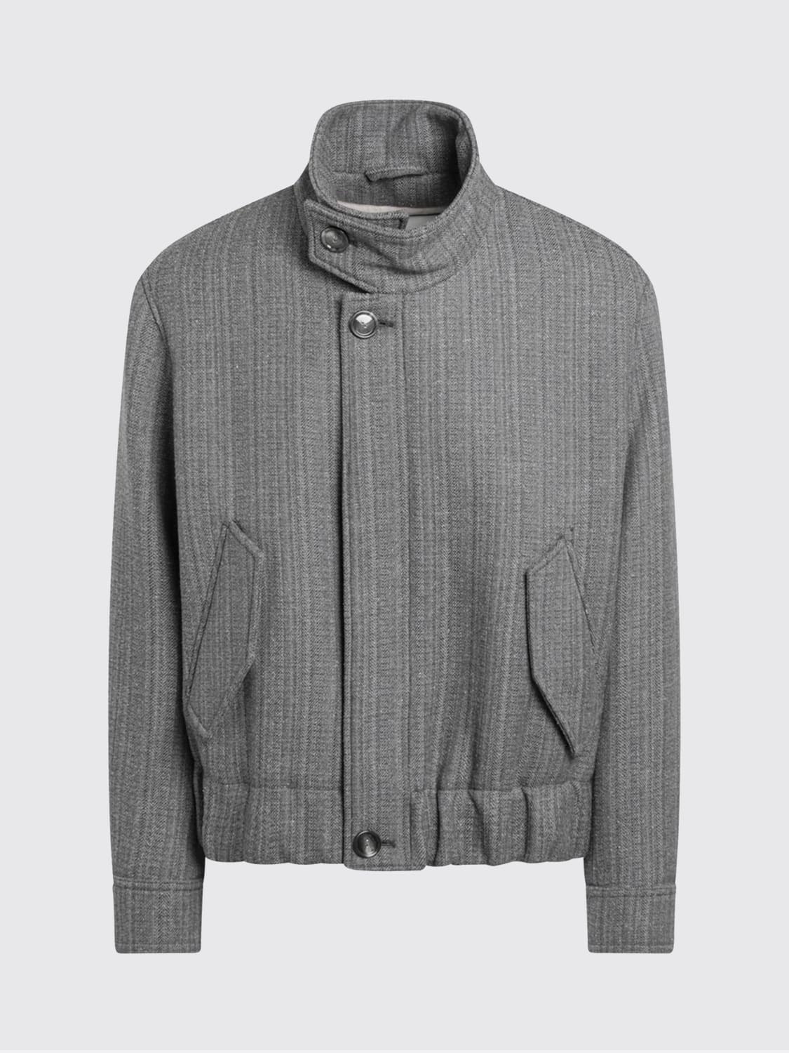 AMI PARIS GIACCA: Bomber Ami Paris in misto lana chevron, Grigio - Img 1