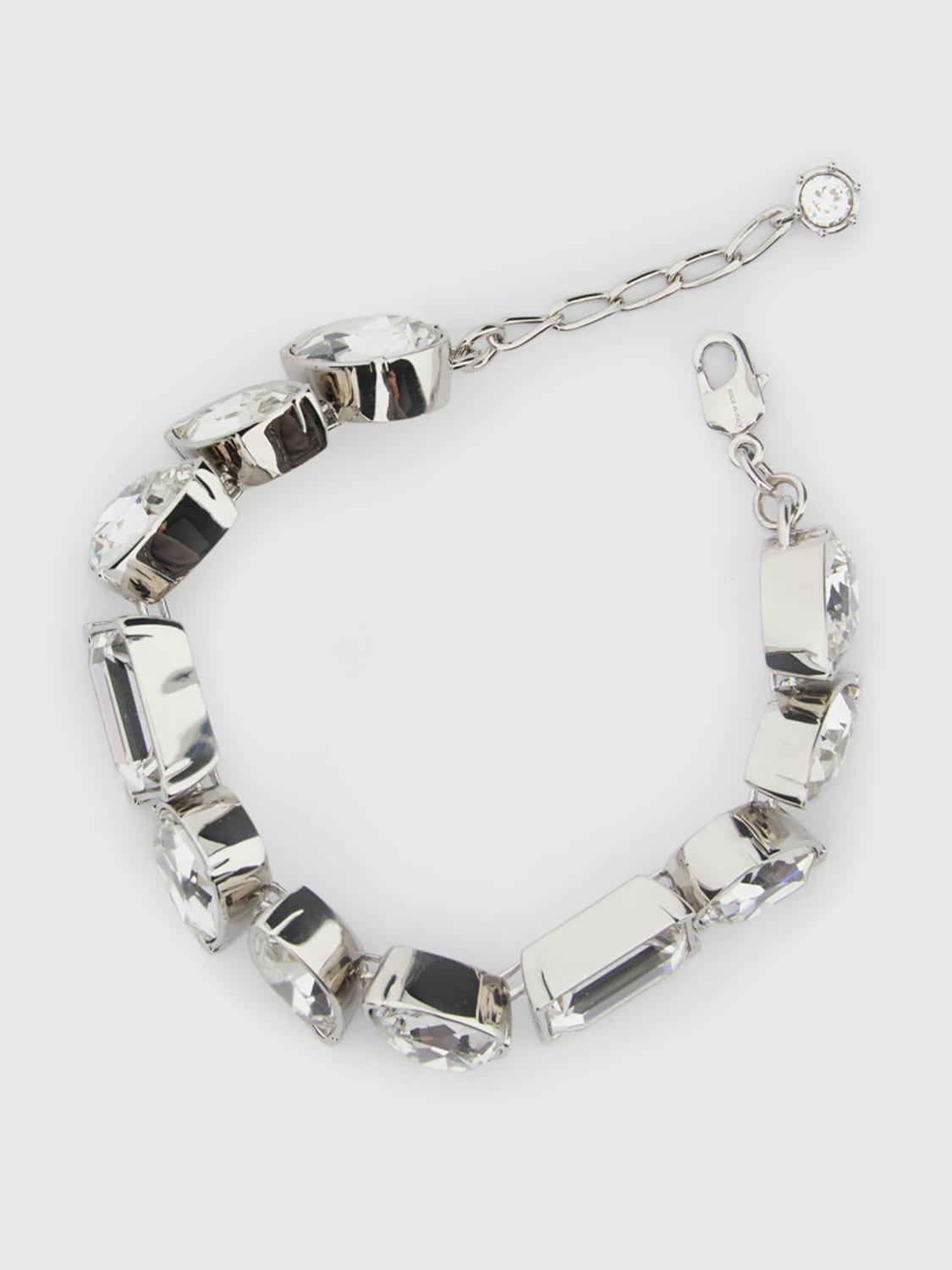 MCQUEEN GIOIELLO: Bracciale McQueen in ottone con strass incastonati , Argento - Img 2