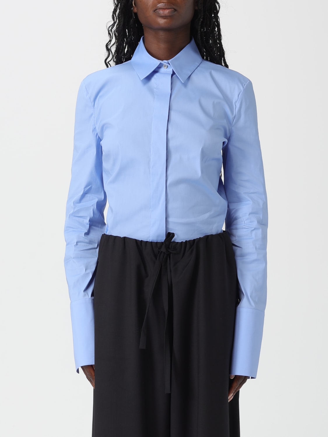 PATRIZIA PEPE CAMICIA: Camicia classica di cotone Patrizia Pepe, Blue - Img 1