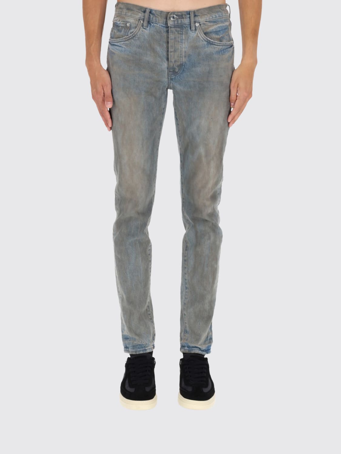 PURPLE JEANS: Jeans skinny fit Purple in denim effetto used , Denim - Img 1