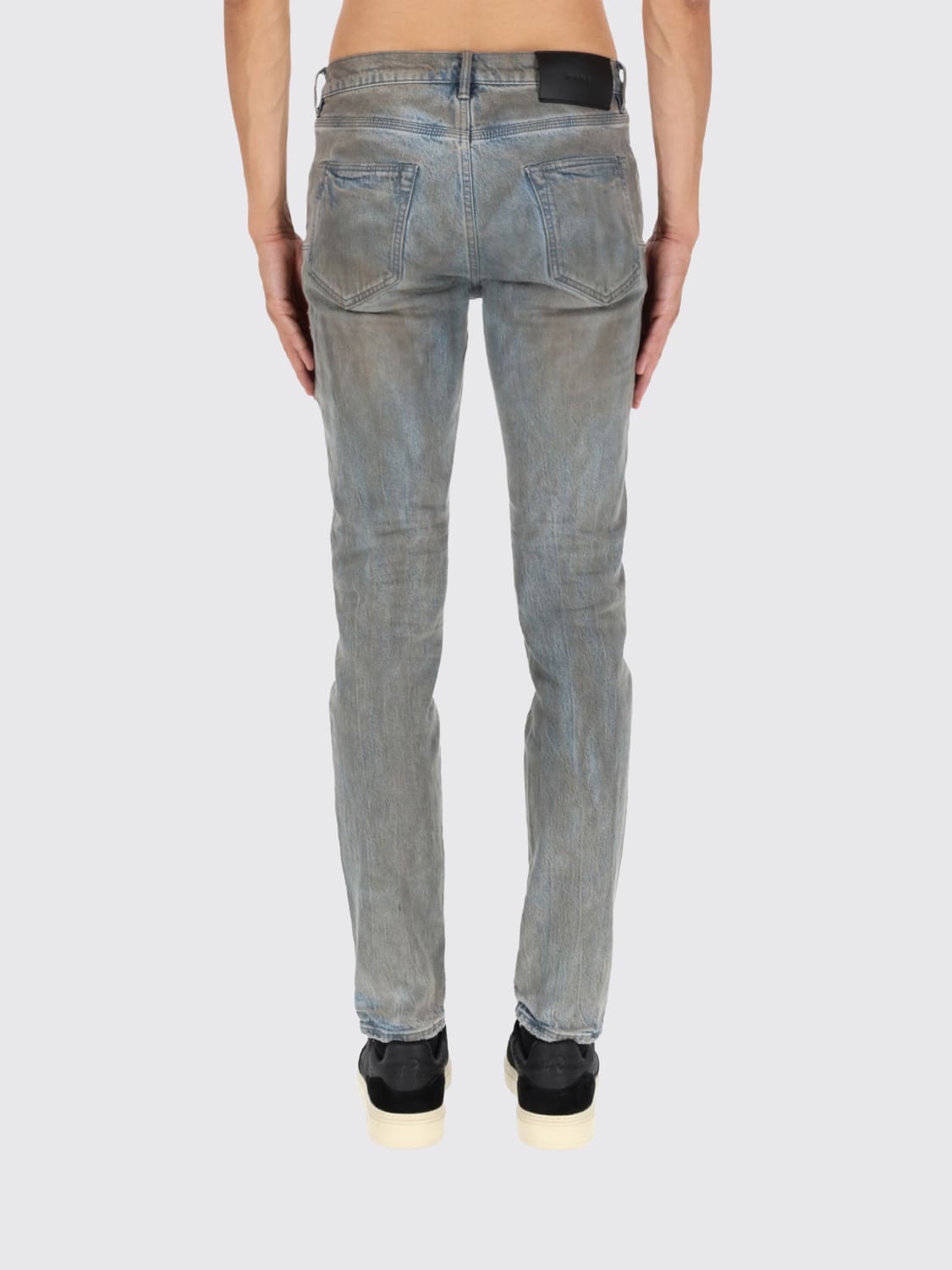 PURPLE JEANS: Jeans skinny fit Purple in denim effetto used , Denim - Img 3