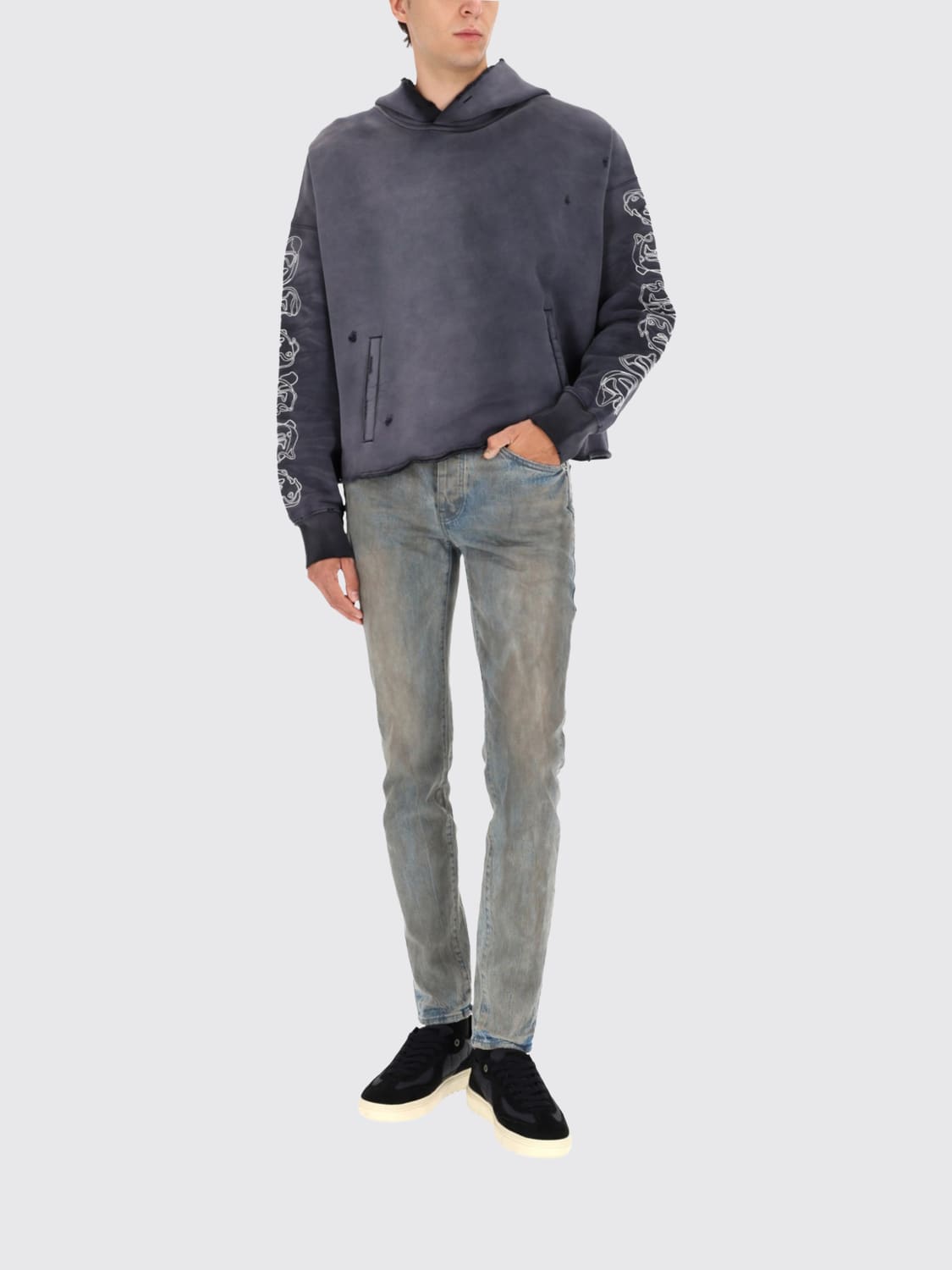 PURPLE SWEATSHIRT: Sweatshirt men Purple, Black - Img 2