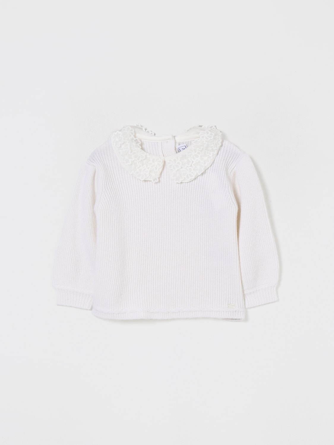 TARTINE ET CHOCOLAT MAGLIA: Maglia con colletto Tartine Et Chocolat in misto lana, Bianco - Img 1