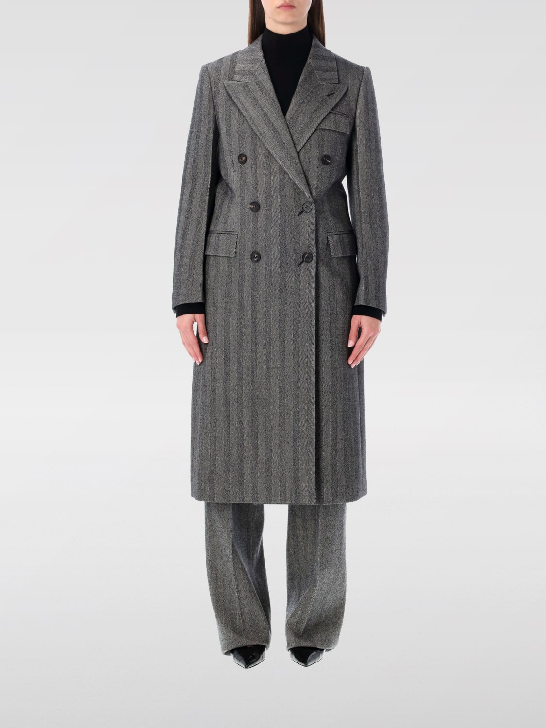 FERRAGAMO CAPPOTTO: Cappotto a doppiopetto di lana vergine Ferragamo, Grigio - Img 1
