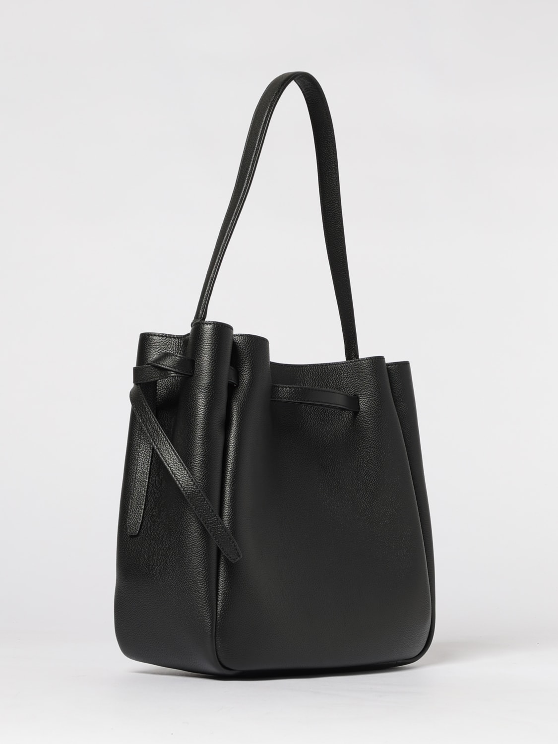 TORY BURCH BORSA A SPALLA: Borsa a secchiello Romy Tory Burch in pelle a grana , Nero - Img 2