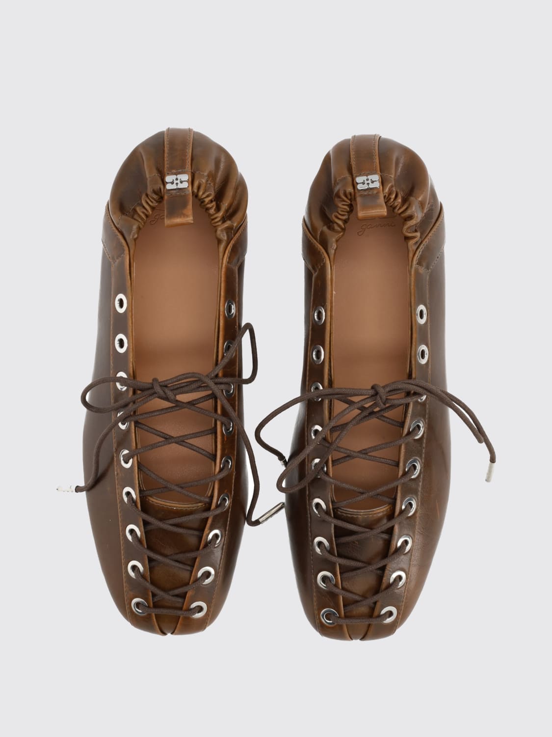 GANNI BALLET FLAT: Ballet flat woman Ganni, Green - Img 5