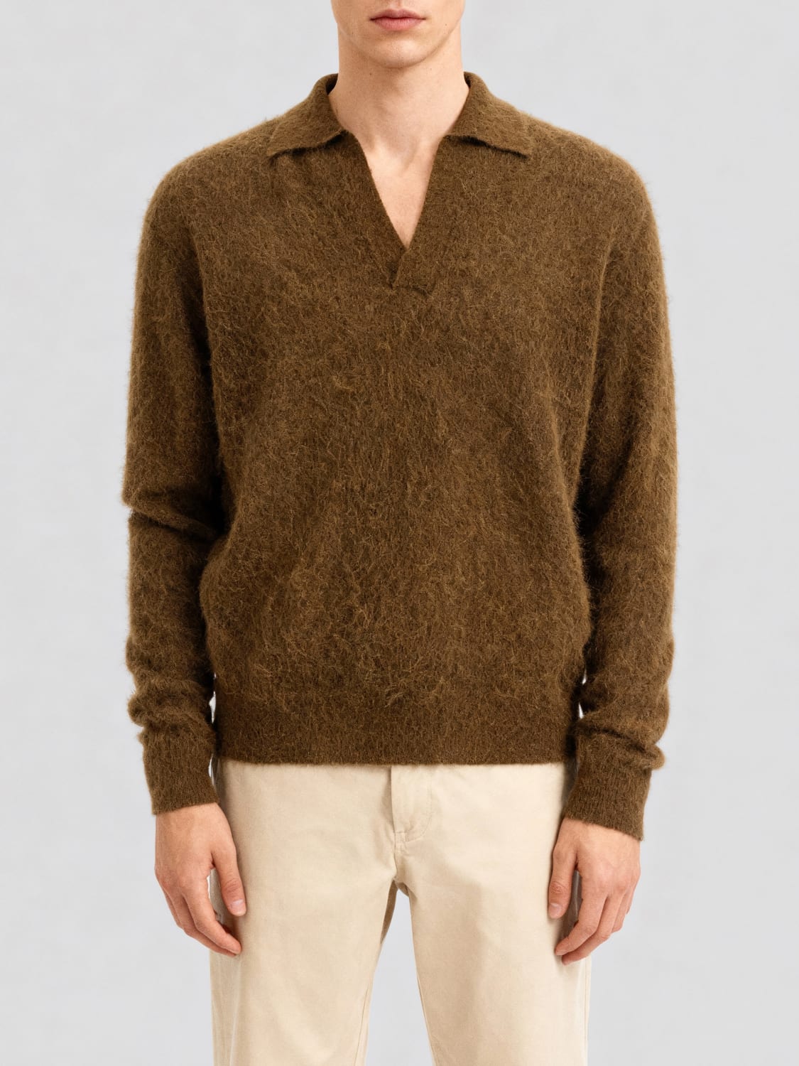 AURALEE POLO衫: Polo衫 男士 Auralee, 棕色 - Img 1