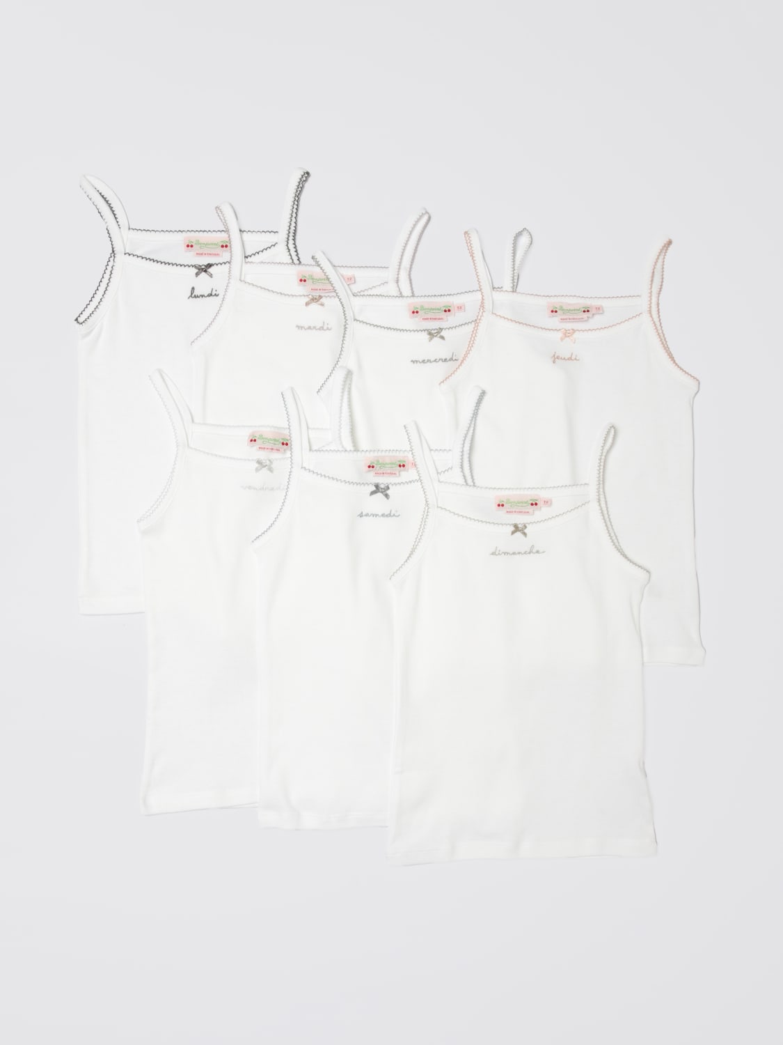 BONPOINT T-SHIRT: Set 7 canotte con i giorni della settimana Bonpoint, Bianco - Img 1