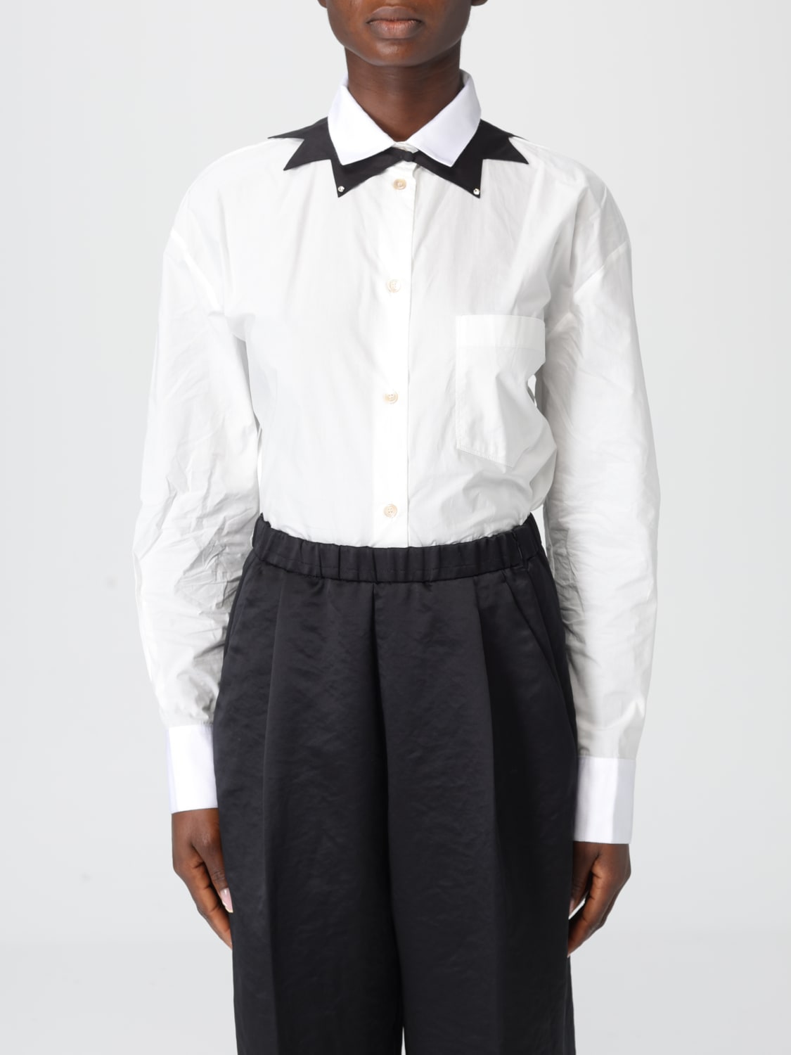 FORTE FORTE CRAVATTA: Colletto Forte Forte in mussola, Nero - Img 2