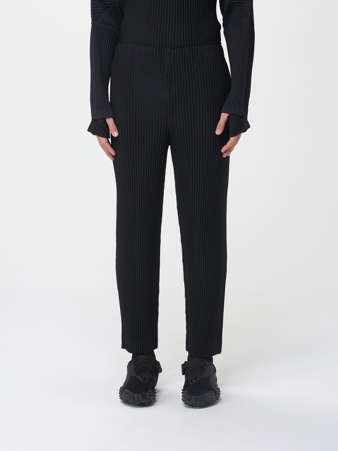 HOMME PLISSE' ISSEY MIYAKE PANTALONI: Pantaloni in poliestere Homme Plisse' Issey Miyake, Nero - Img 1
