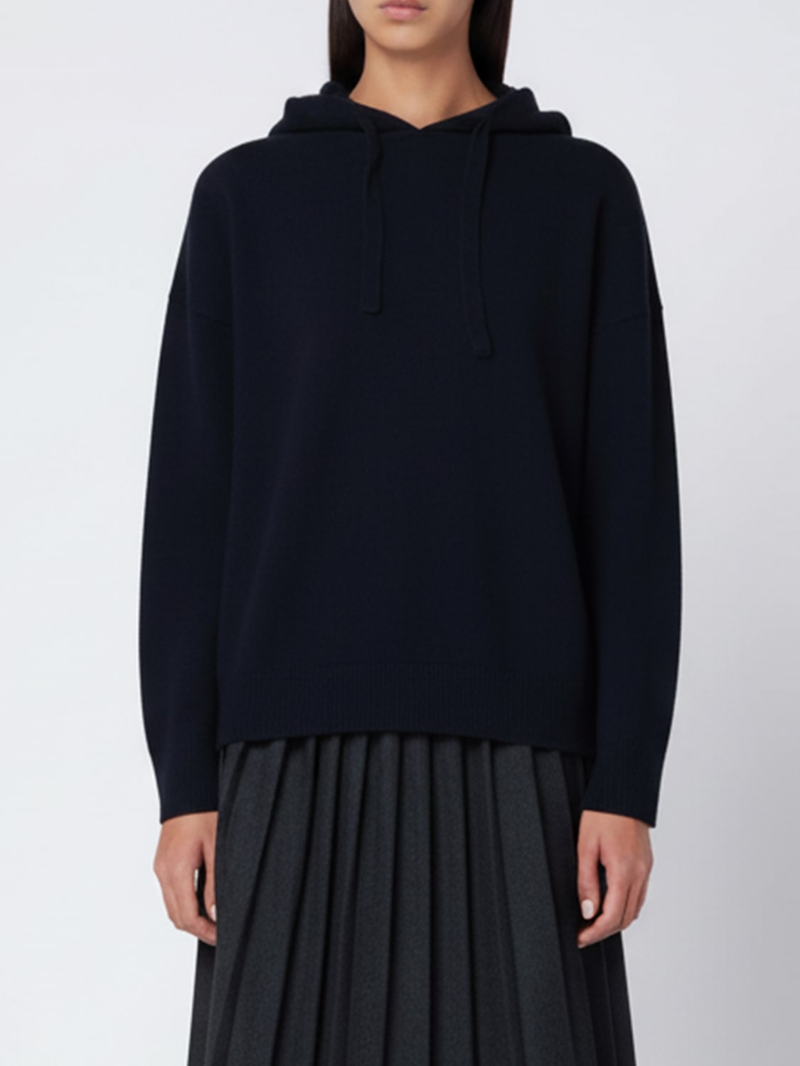 ROBERTO COLLINA FELPA: Felpa con cappuccio in maglia Roberto Collina, Blue Navy - Img 1