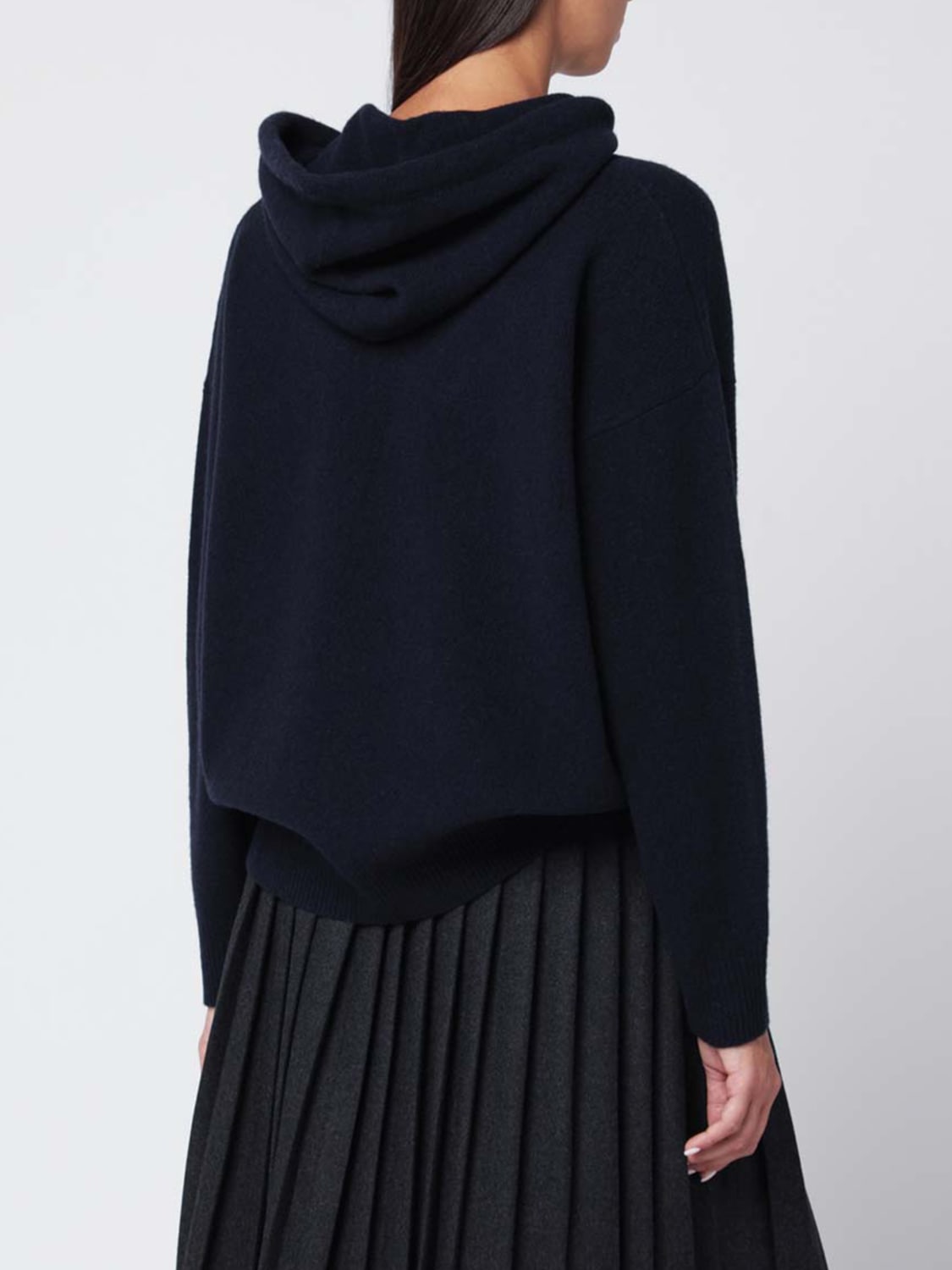 ROBERTO COLLINA FELPA: Felpa con cappuccio in maglia Roberto Collina, Blue Navy - Img 2