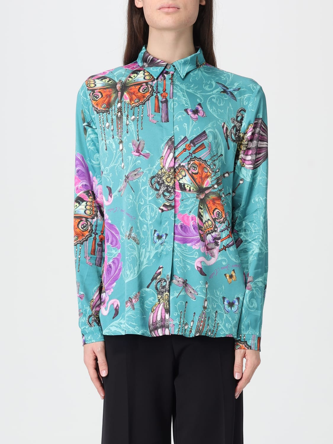 VERSACE JEANS COUTURE CAMISA: Camisa mujer Versace Jeans Couture, Azul Oscuro - Img 1