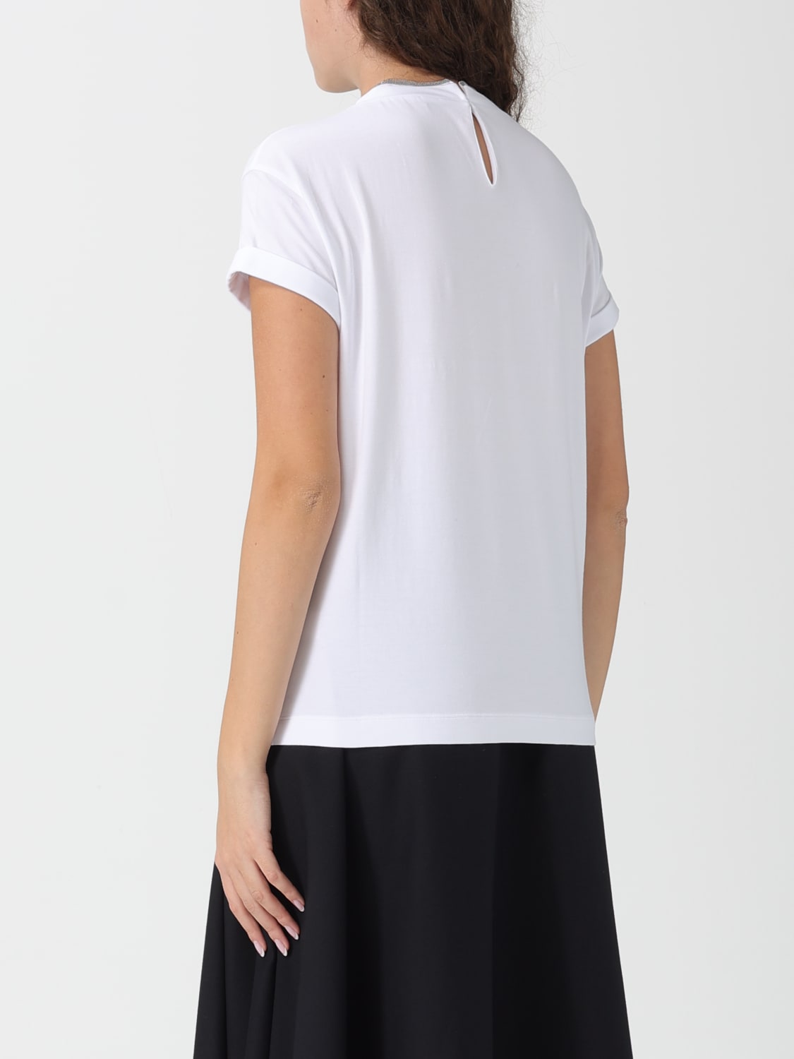 BRUNELLO CUCINELLI T恤: T恤 女士 Brunello Cucinelli, 白色 - Img 3